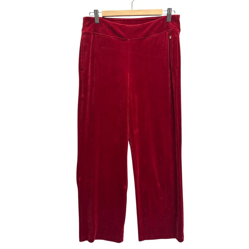 Tommy Bahama Woman Velour Pull on Pants Small Red Spandex Pockets Boho Resort